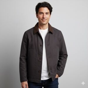 R Newbold by Paul Smith Black Cotton Barn Chore Coat - Medium / Large